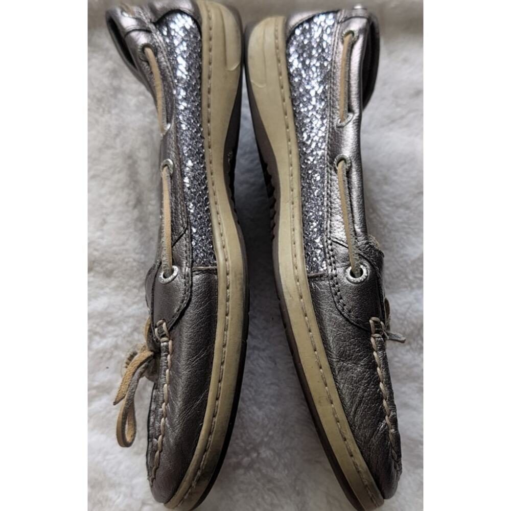 Sperry Women’s Montauk Boat Shoes Size 10 EUC Pewter glitter Metallic - Picture 3 of 5